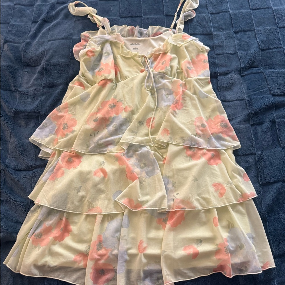 Wild Fable Green and Pink Ruffle Dress
